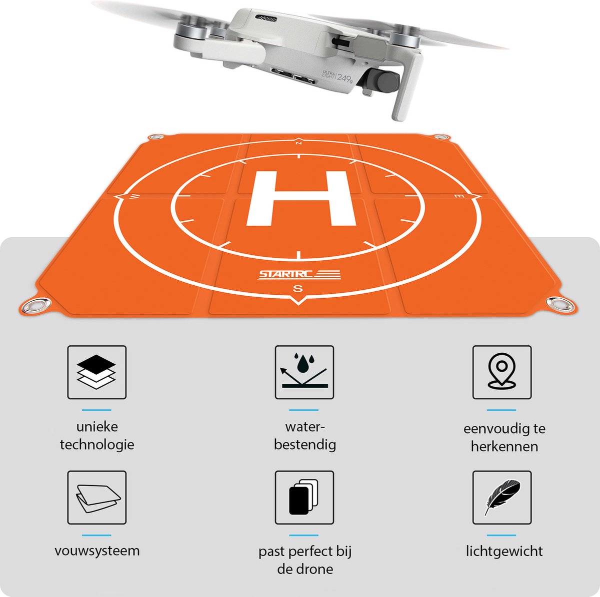 YONO Drone Landing Pad - Opvouwbaar - geschikt voor DJI - 50cm - Oranje