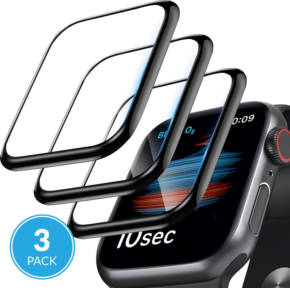 Screen protector geschikt voor Apple Watch Series 7 / 8 - 41mm - Curved Edges - Volledige Scherm Bescherming - 3-Pack