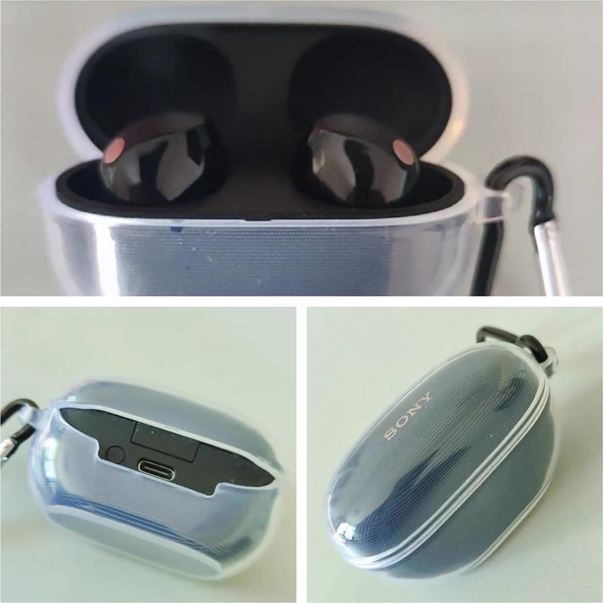 YONO Soft Case geschikt voor Sony WF-1000XM5 - Hoesje met Clip - Transparant