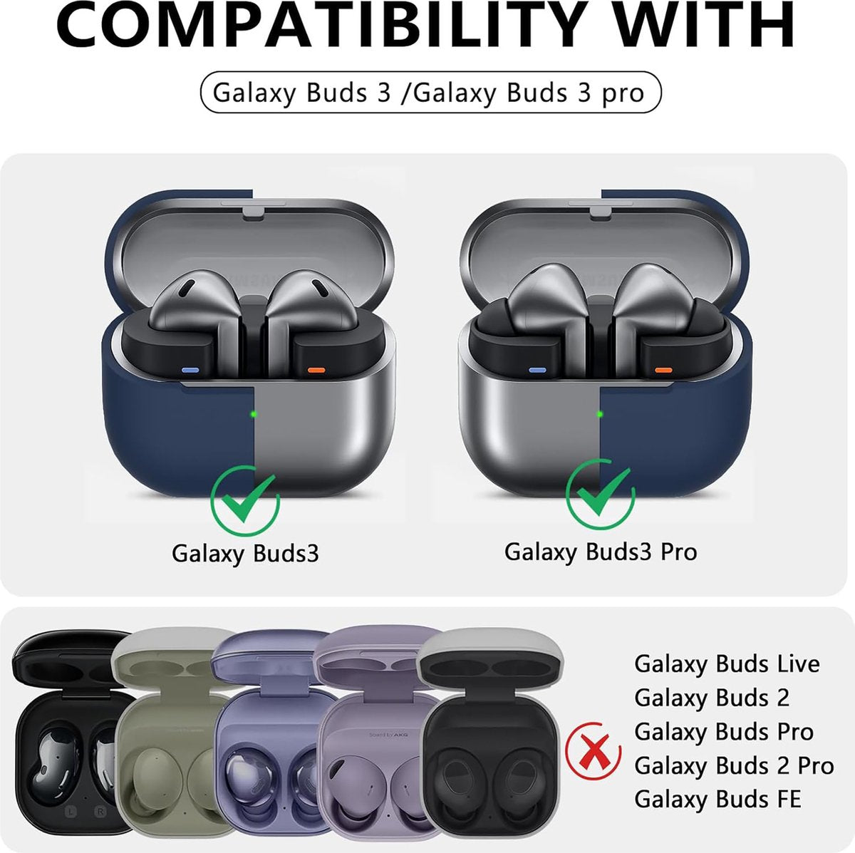 YONO Soft Case geschikt voor Samsung Galaxy Buds 3 / 3 Pro - Siliconen Hoesje - Donkerblauw