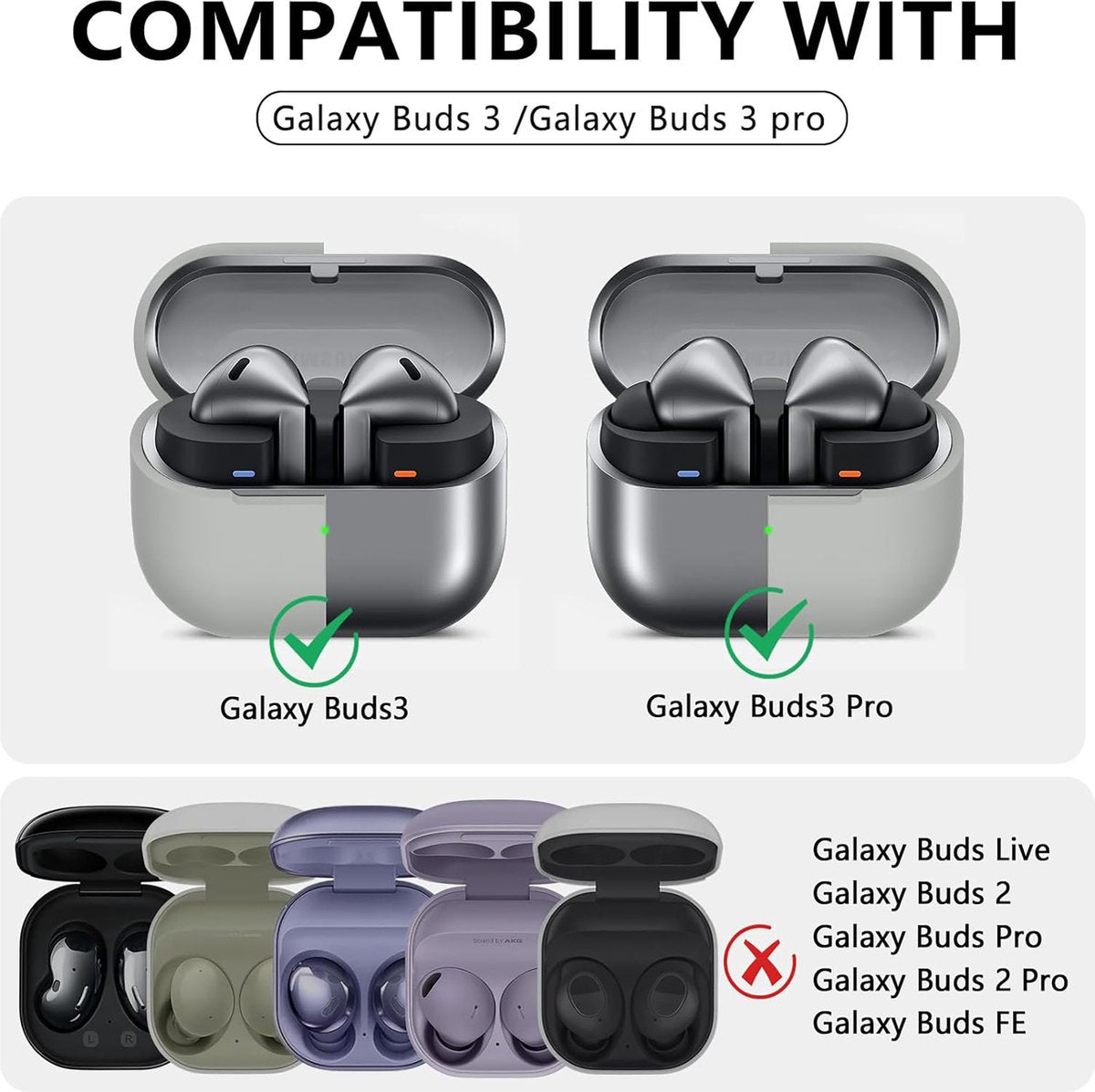 YONO Soft Case geschikt voor Samsung Galaxy Buds 3 / 3 Pro - Siliconen Hoesje - Grijs