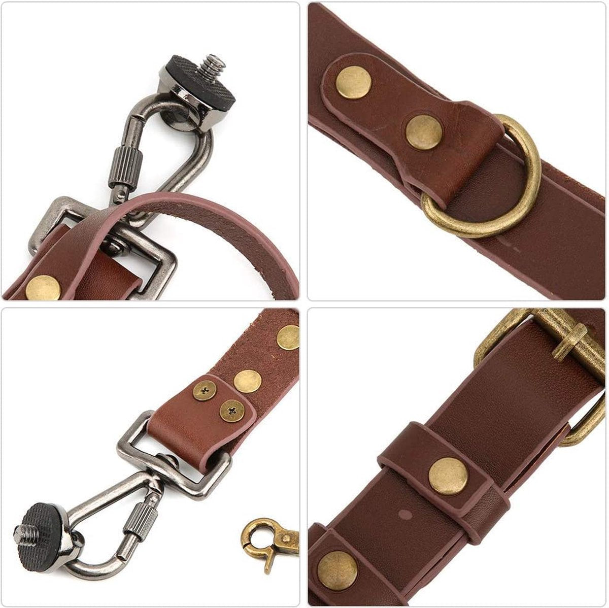 YONO Lederen Camera Harnas voor Systeemcamera - Dual Strap Camera Riem - Geschikt voor DSLR Canon / Nikon / Sony - Leer Bruin