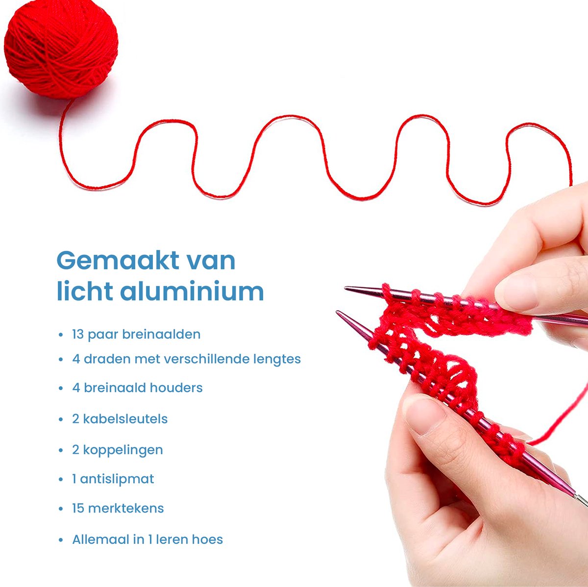 YONO Rondbreinaalden Set Verwisselbaar inclusief Tasje - Breinaalden voor Rondbreien Zonder Kop met Case - 30/38/43/55 Centimeter - 27 Delig