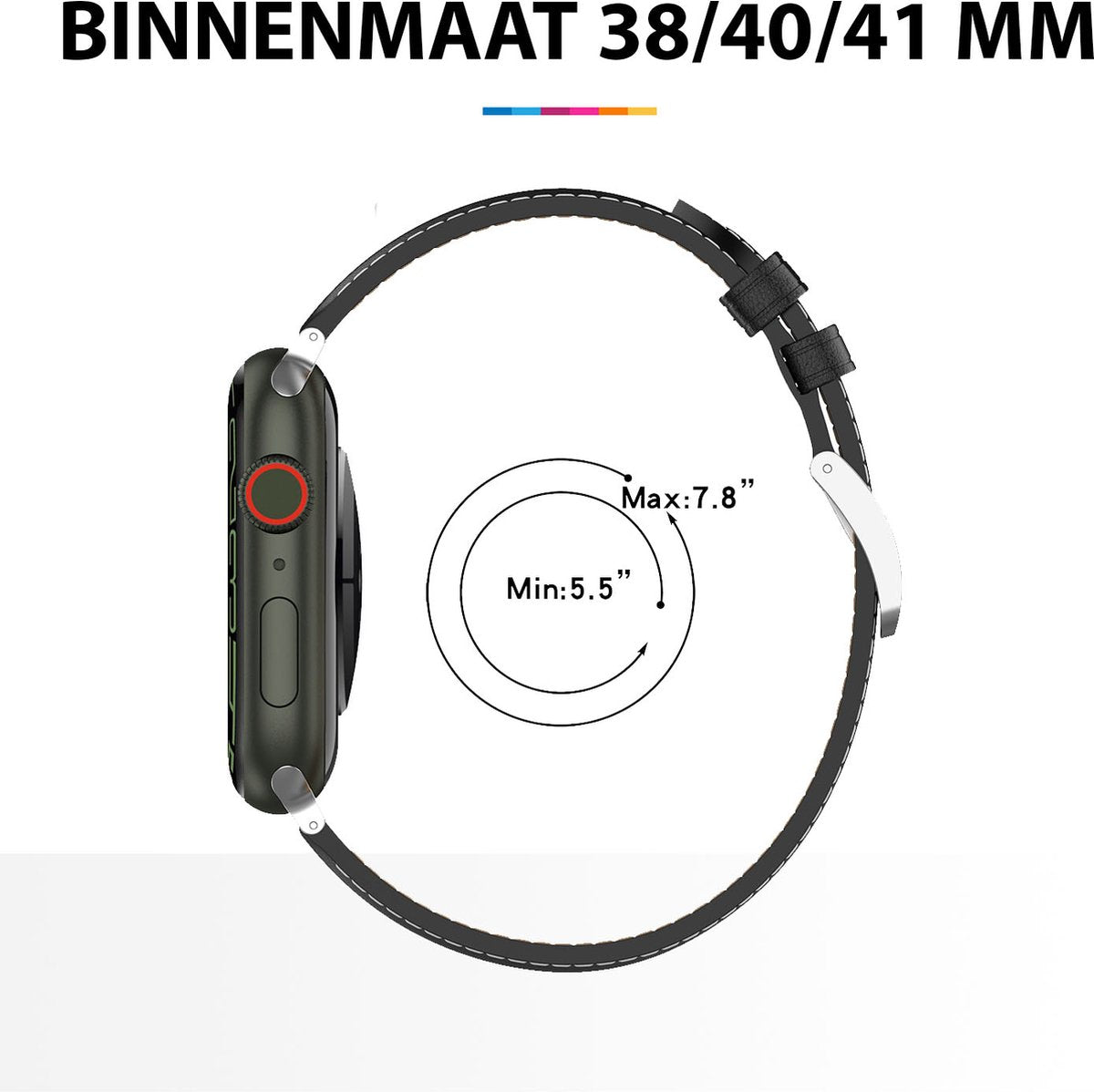 YONO Leer Bandje Cali geschikt voor Apple Watch 41/40/38 mm - Luxe Lederen Vervangende iWatch Series 8/7/SE/6/5/4/3 Armband Strap - Donkerbruin