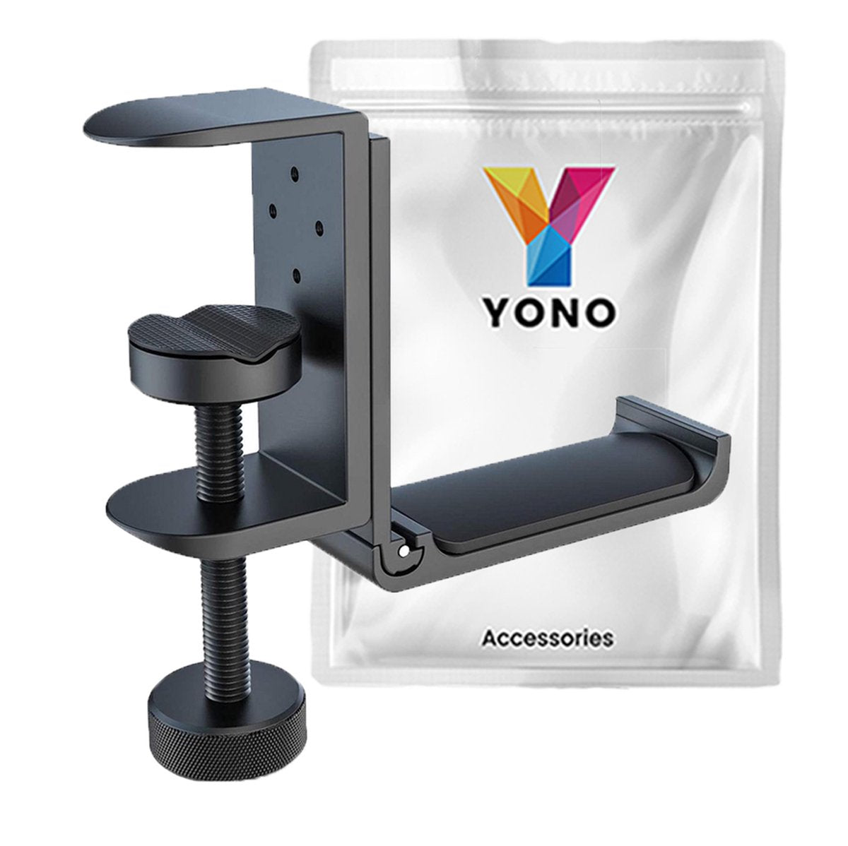 YONO Headset Houder Bureau Uitklapbaar - Koptelefoon Haak - Hoofdtelefoon Hanger - Aluminium - Zwart