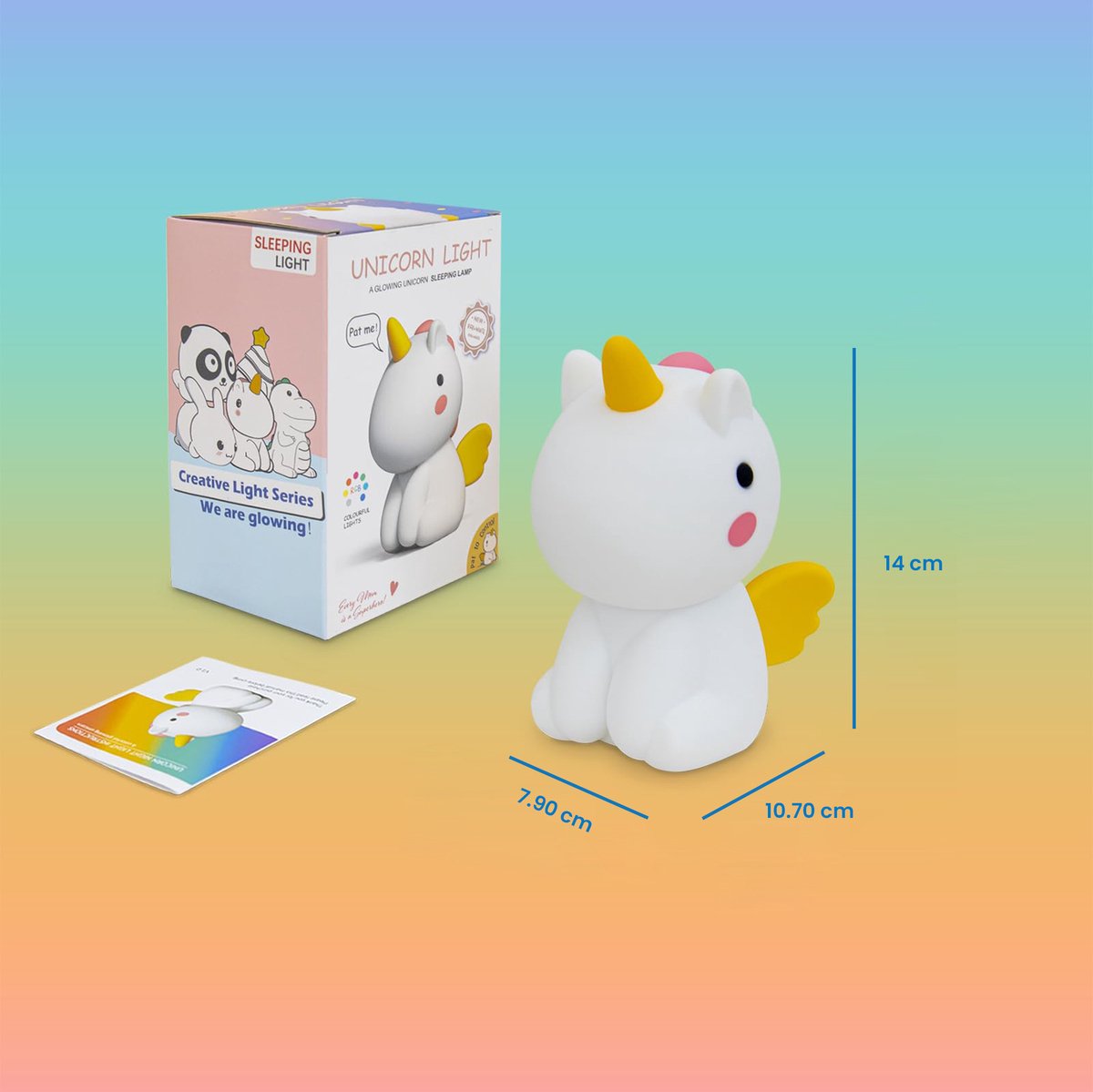 YONO Nachtlampje Kinderen Unicorn - Dimbaar en USB Oplaadbaar - Verschillende LED Kleuren - 14cm