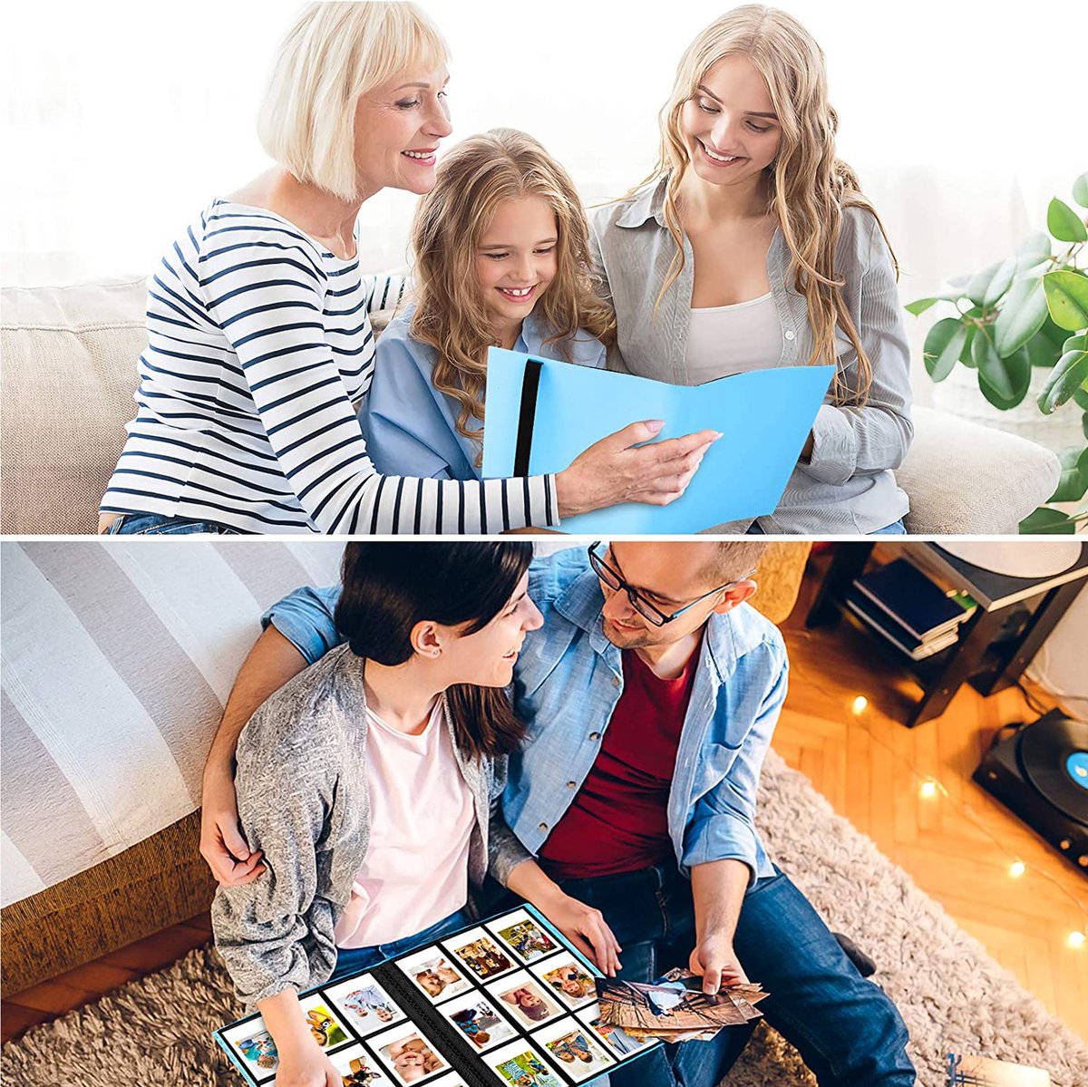 YONO Fotoalbum 360 voor Instant Camera Fotopapier - Fotoboek Geschikt voor Fujifilm Instax Mini 12 / 11 / 9 / 8 / 7s / 25 / 90 / Link / SP-2 / Liplay - Film Polaroid - Kodak - Square en Meer - Blauw