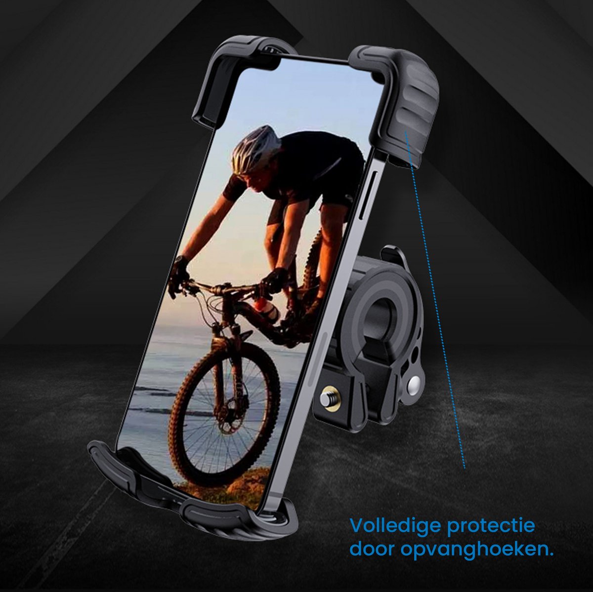 YONO Luxe Telefoonhouder Universeel - GSM Houder Fiets - Motor - Scooter - Mountainbike - Ebike - Fietshouder voor Smartphones - 360 Graden Rotatie – Zwart