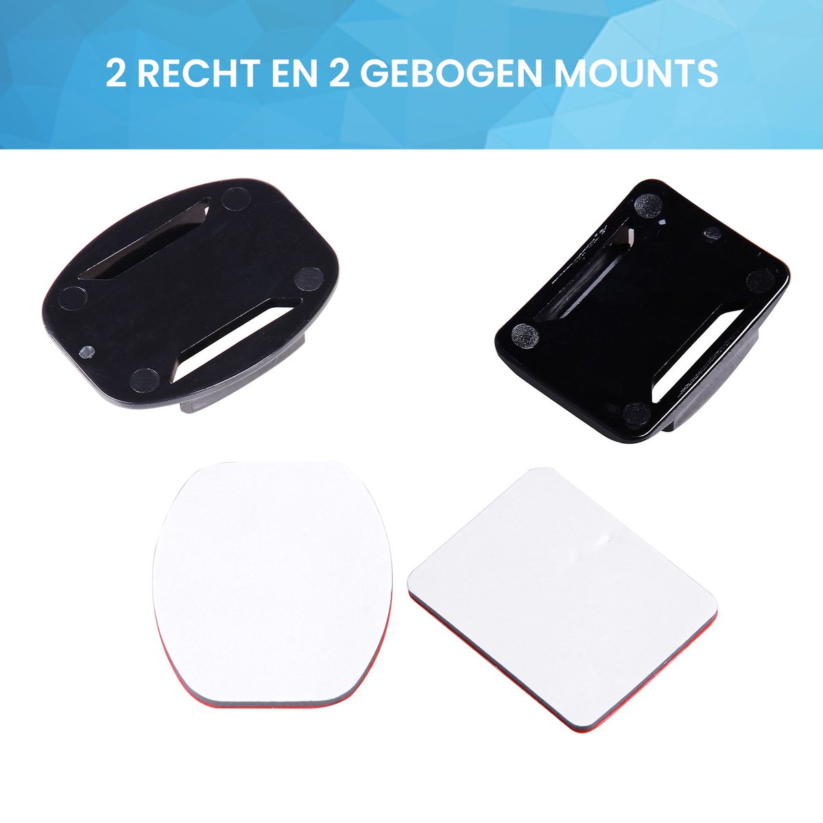 YONO Adhesive Mounts geschikt voor GoPro - 2 Flat en 2 Curved - Zelfklevend