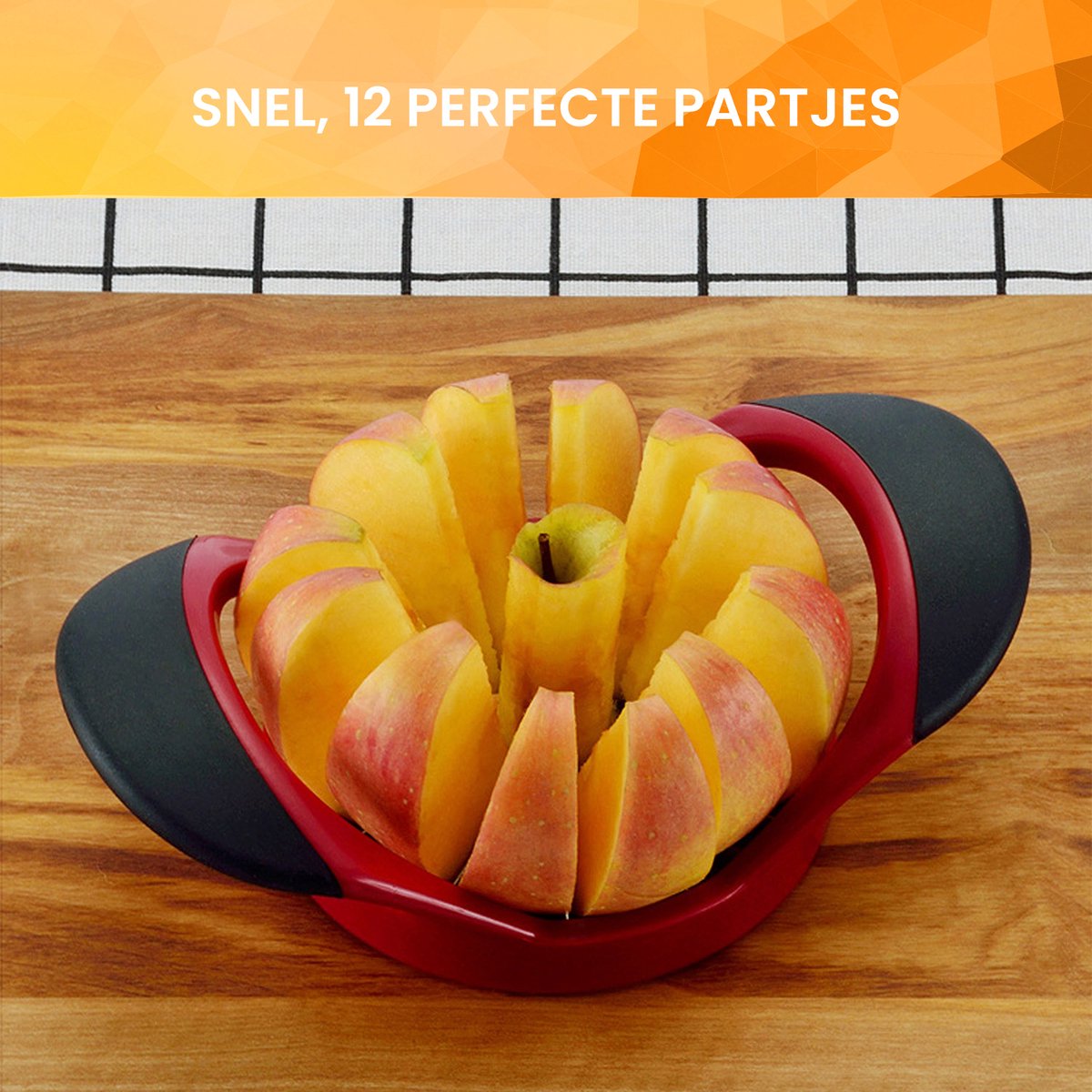 YONO Appelsnijder 12 Partjes - RVS Appeldeler - Appelboor – Rood