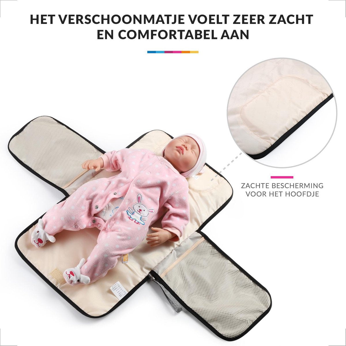 Baby Verschoonmatje met Luieretui voor Onderweg - Verschoningsmatje Opvouwbaar - Verzorgingsmatje - Roze