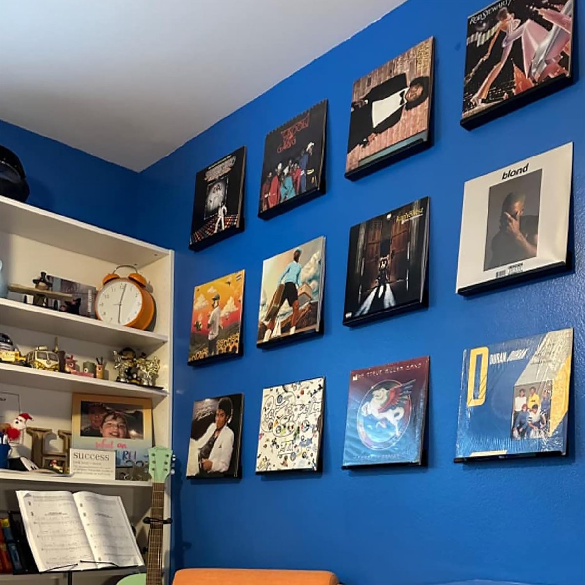 YONO LP Houder aan de Muur XL - Premium Display en Opbergsysteem - Platenhouder - Platenrek - Vinyl Houder - 6 Stuks - Zwart