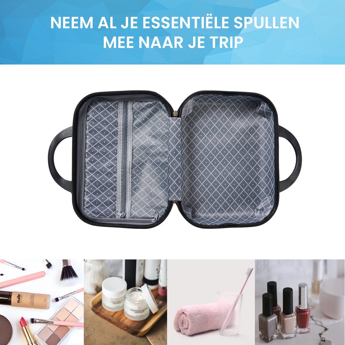 YONO Beautycase Koffer - Luxe Make-up Tas - Handbagage Hard Shell - Zwart