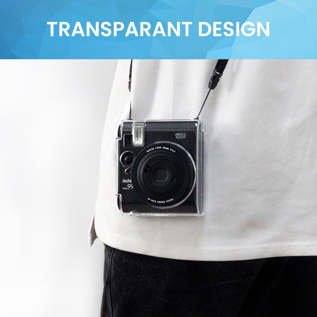 YONO Case geschikt voor Fujifilm Instax Mini 99 - Hoesje met Schouderriem - Transparant