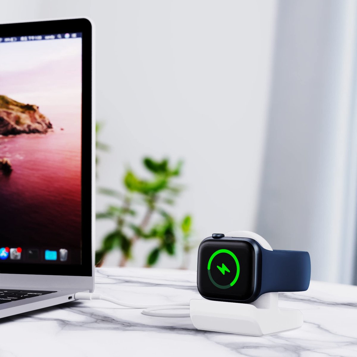 YONO Stand Houder geschikt voor Apple Watch Oplader - Siliconen Dock Standaard – Wit