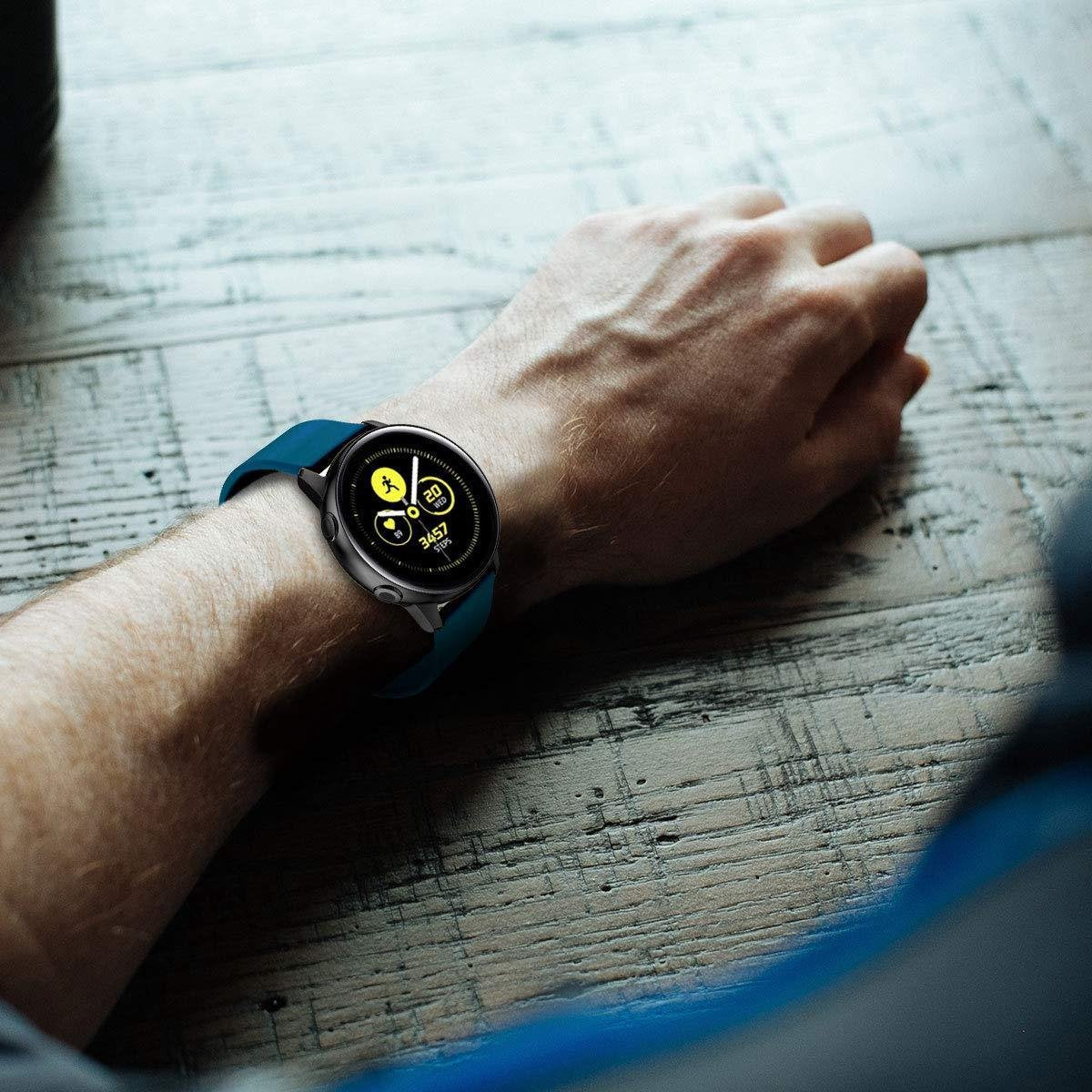 YONO Siliconen Classic Bandje 20mm - Horlogebandje geschikt voor Samsung Galaxy Watch 7 / 6 / 5 / Pro / 4 / 3 / Active 2 - Polar Ignite / Unite – Huawei - Donkerblauw