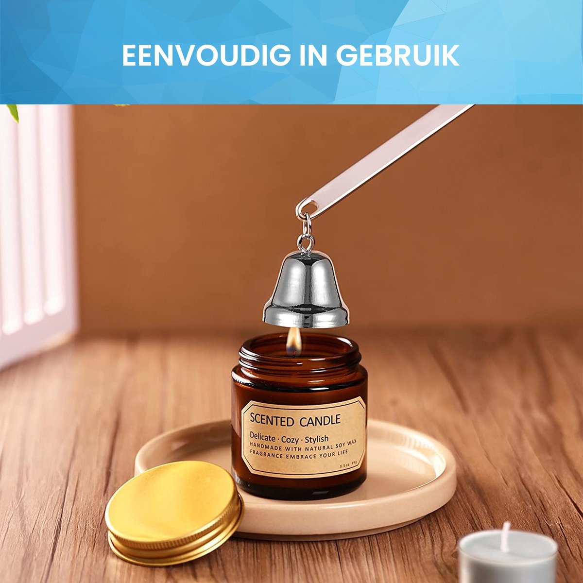 YONO Kaarsendover Set - Candle Snuffer / Wick Trimmer / Dipper - Kaars Dover Waxinelichtjes Accessoires - Zilver