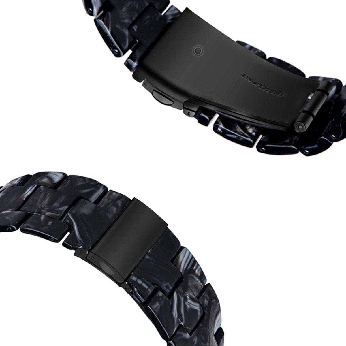 YONO Resin Schakel Bandje 20mm - Horlogebandje geschikt voor Samsung Galaxy Watch 7/6/5 / Pro / 4 / 3 / Active 2 - Polar Ignite / Unite – Huawei - Zwart