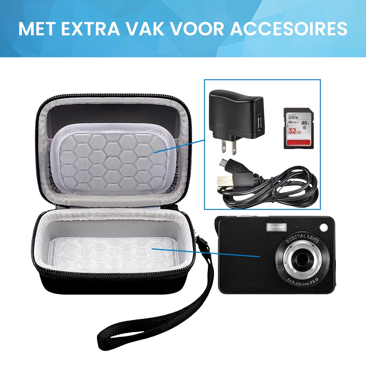 YONO Hard Case voor Digitale Camera - Bescherm en Opberg Hoes Compact Camera - Zwart