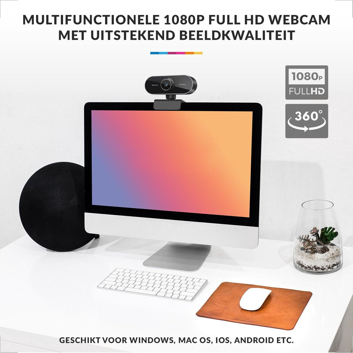 YONO Webcam voor PC met Microfoon - Streaming Camera - Full HD 1080P - Zwart