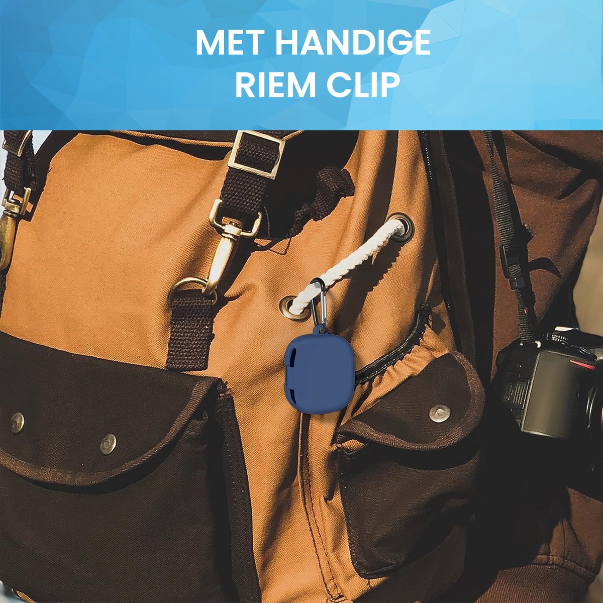 YONO Soft Case geschikt voor JBL Wave 300TWS - Hoesje met Clip - Donkerblauw