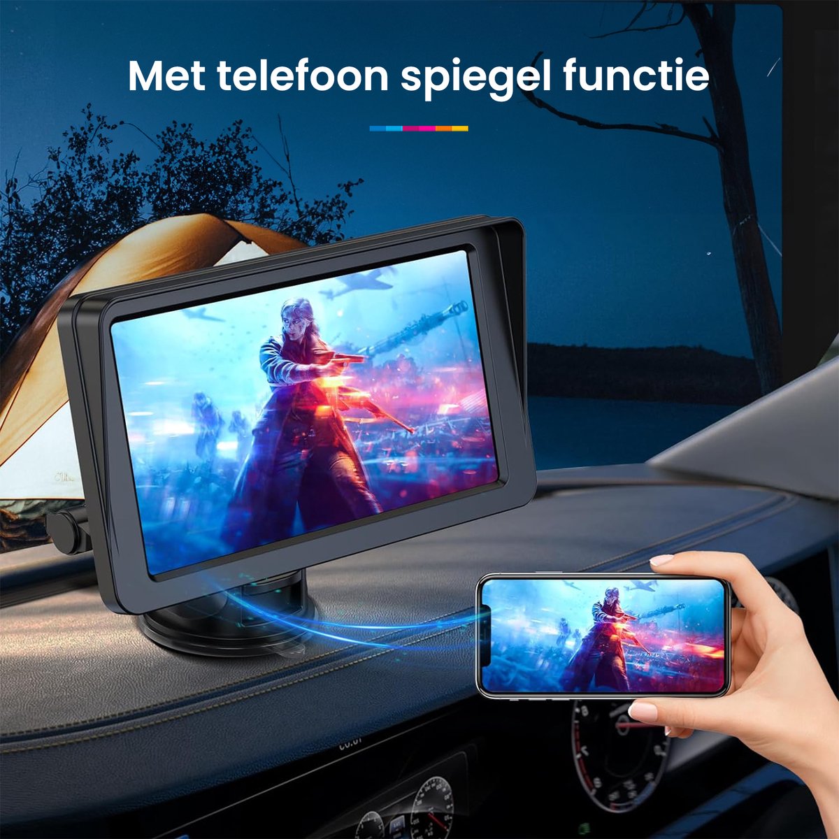 YONO Scherm geschikt voor Apple Carplay en Android Auto - Draadloos Autoradio Dongle - Bluetooth Multimedia Player - 7 inch