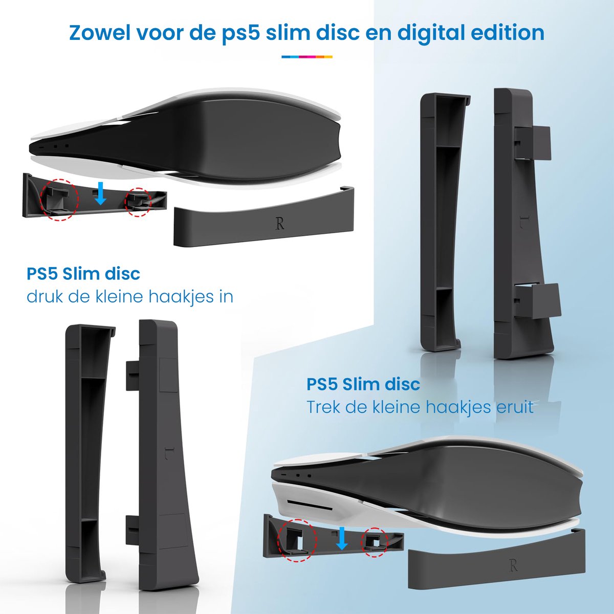YONO Horizontale Standaard geschikt voor Playstation 5 SLIM - PS5 Stand Liggend - Houder - Zwart