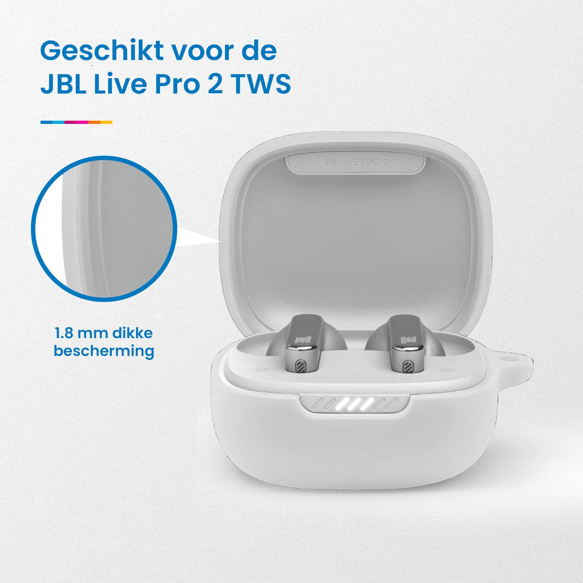 YONO Soft Case geschikt voor JBL Live Pro 2 TWS - Hoesje met Clip - Wit