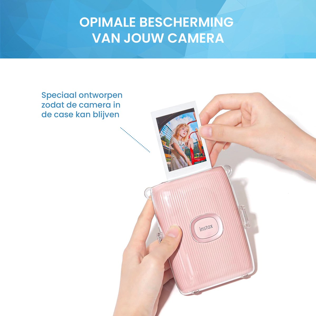 YONO Case geschikt voor Fujifilm Instax Mini Link 2 - Hoesje met Draagriem - Tasje - Beschermhoes - Transparant