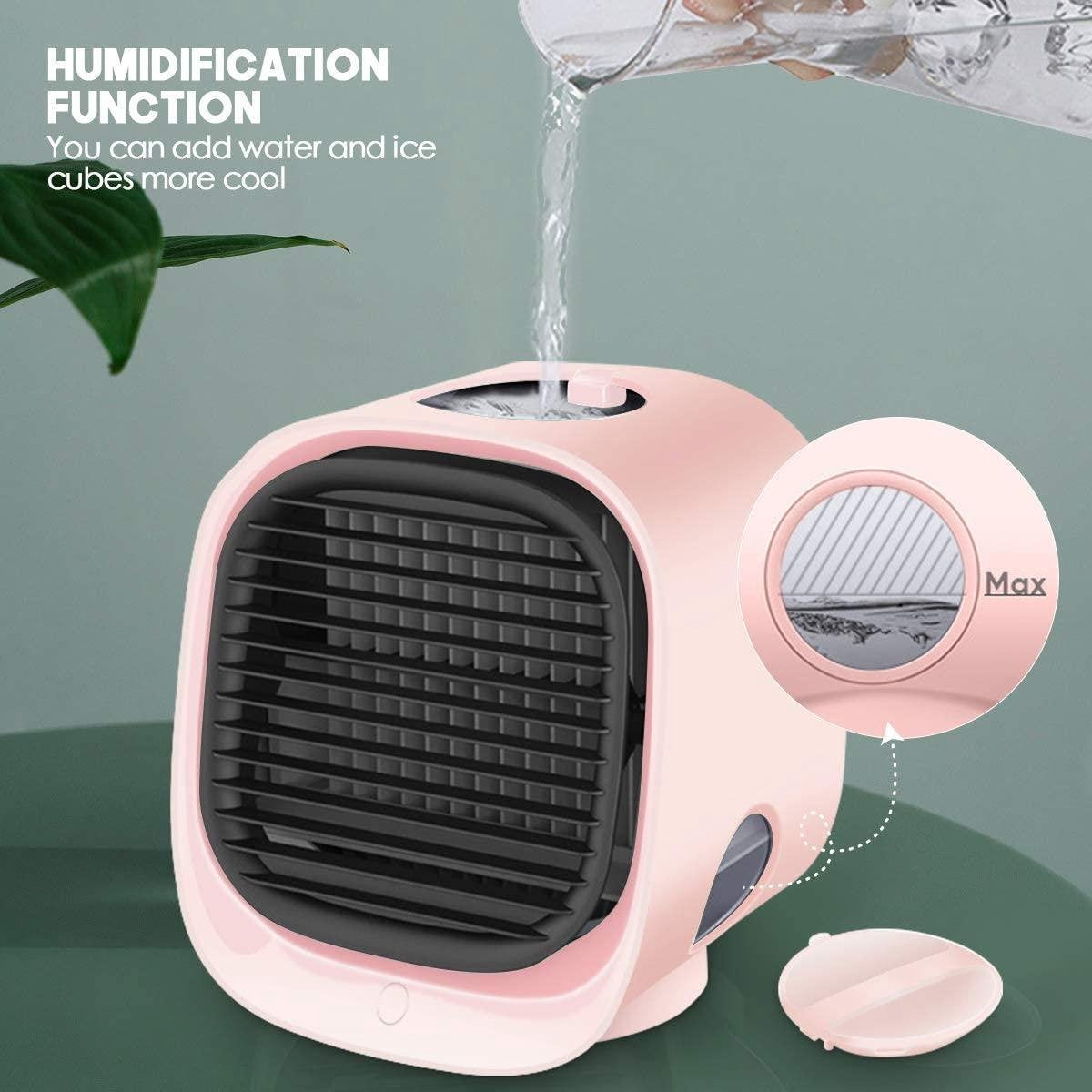 Aircooler Tafelventilator - Mini Luchtkoeler - USB Ventilator geschikt voor Tafel of Bureau - Roze