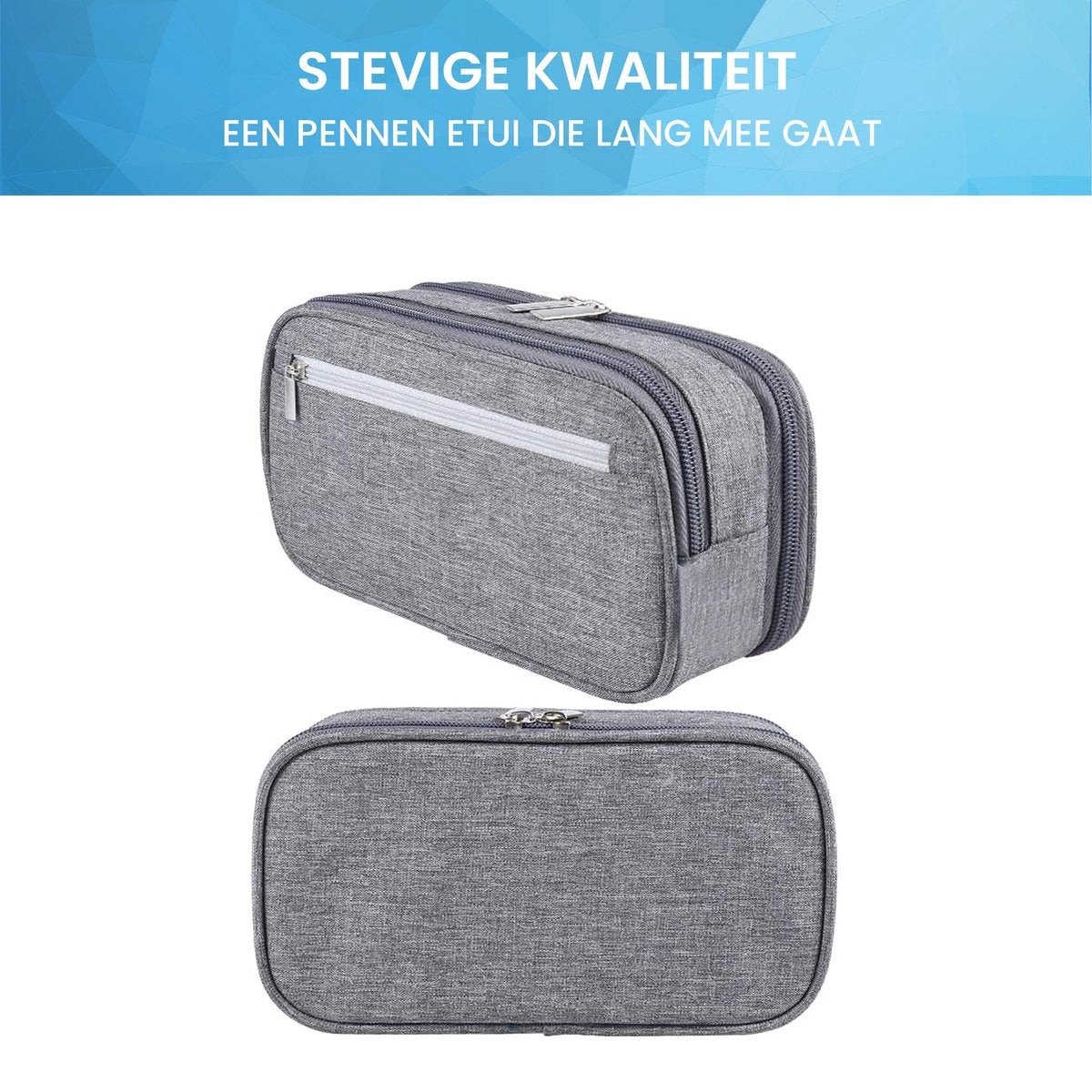 YONO Pennen Etui Large - Pennenzak voor Kinderen en Volwassenen - Schooletui voor Jongens en Meisjes - Back To School - Grijs