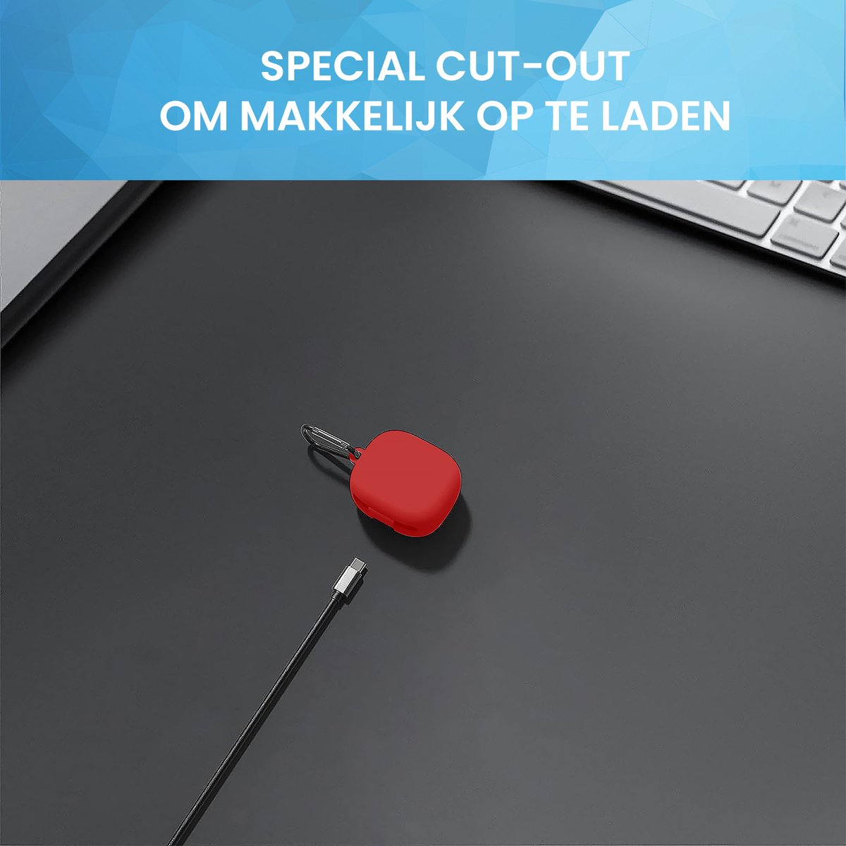 YONO Soft Case geschikt voor JBL Wave 300TWS - Hoesje met Clip - Rood