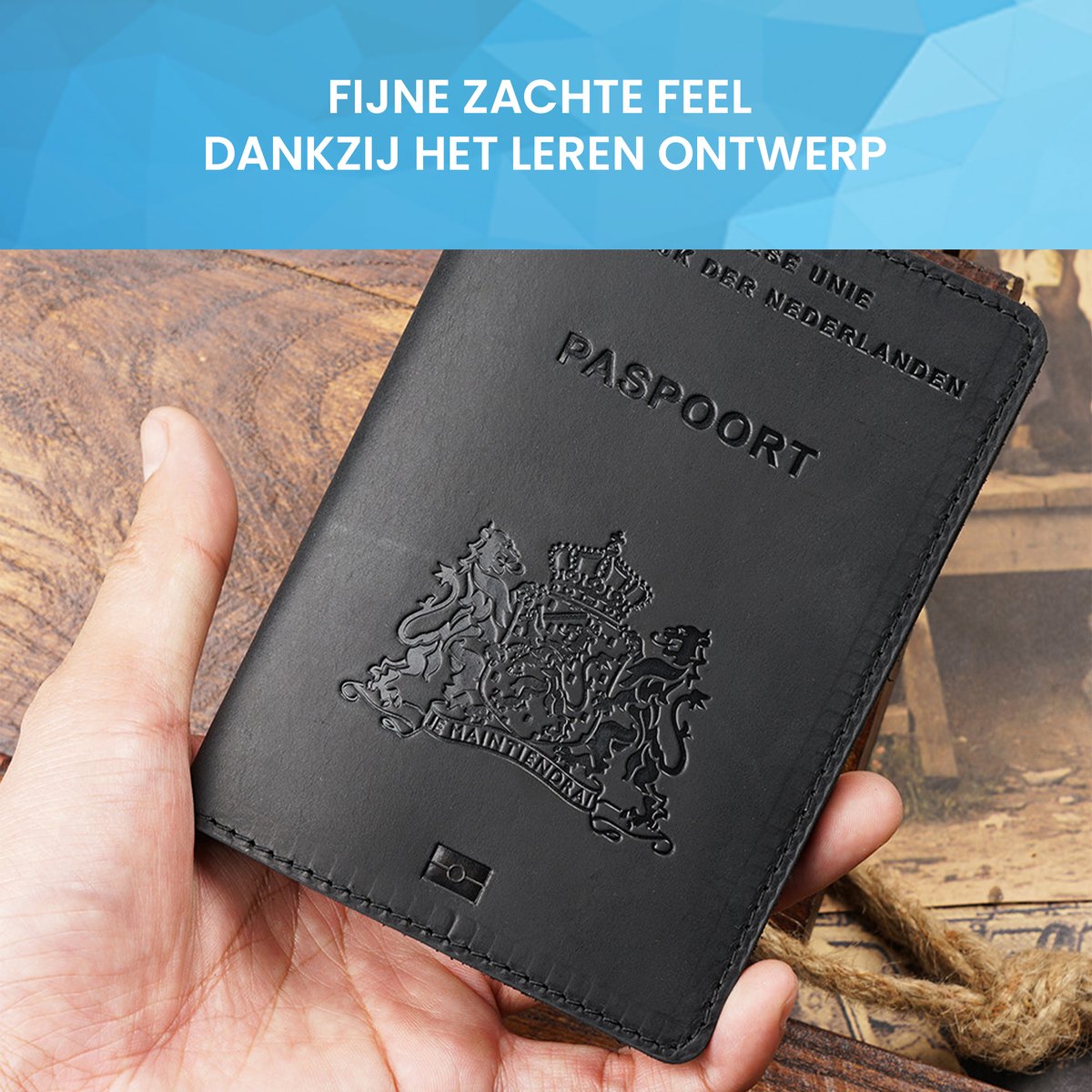 YONO Paspoort Hoesje Nederland Leer - Houder Cover Mapje - Zwart