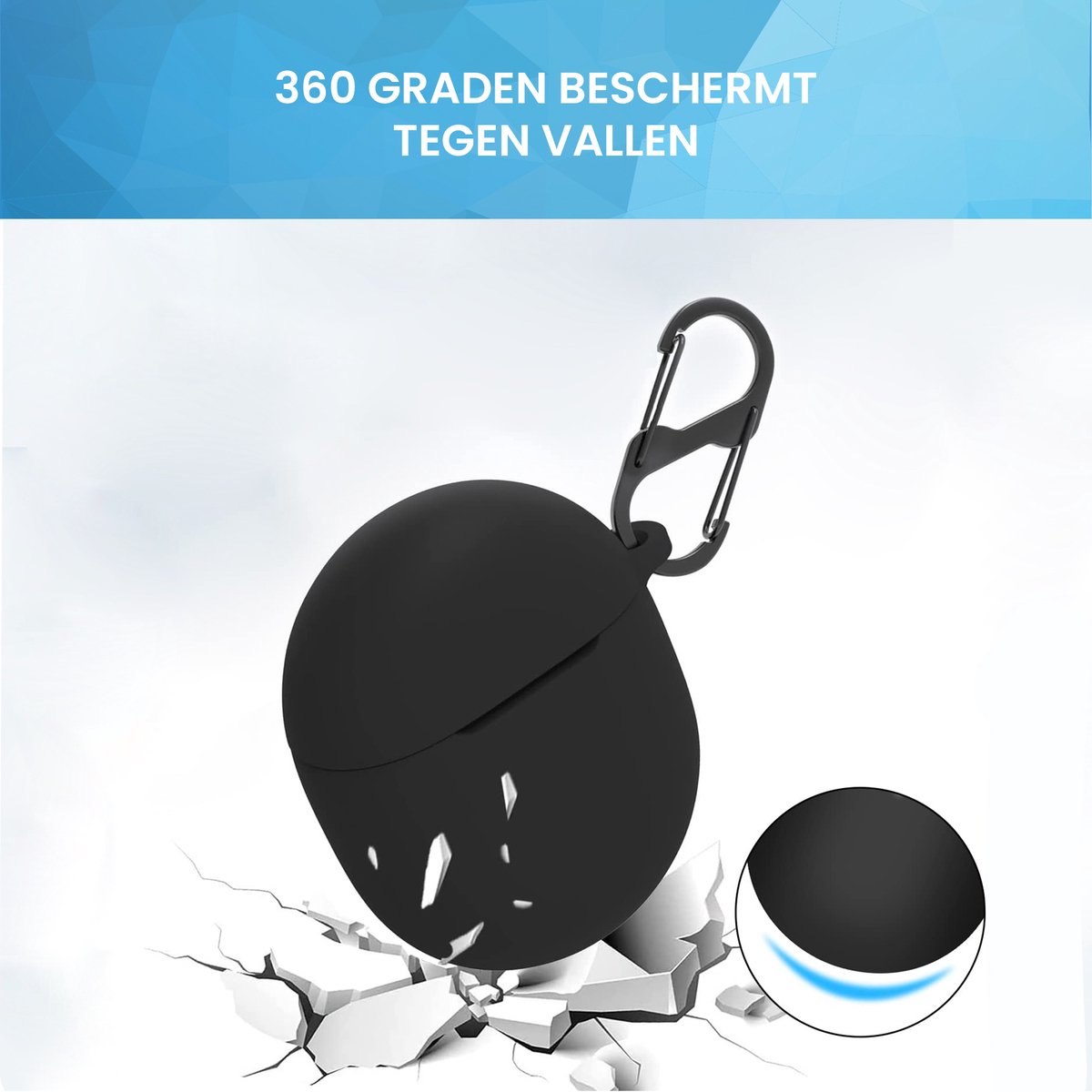 YONO Hoesje geschikt voor Google Pixel Buds Pro (2022) - Siliconen Draadloze Oordopjes Case met Clip – Zwart