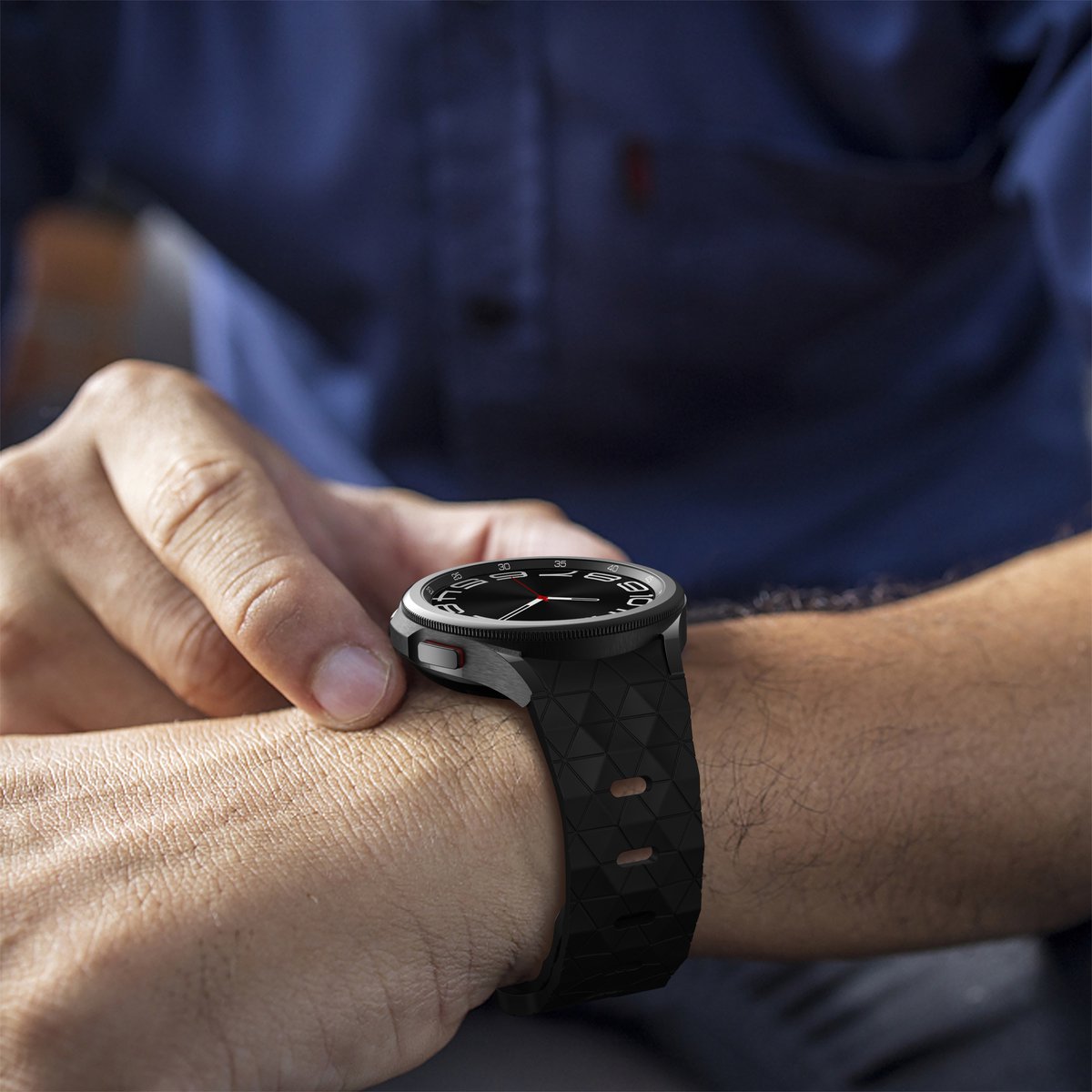 YONO Hexagon Bandje 20mm - Horlogebandje geschikt voor Samsung Galaxy Watch 7/6/5/4 (40/43/44/47mm Classic & Pro) - Zwart