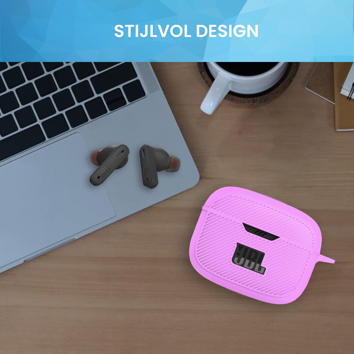 YONO Soft Case geschikt voor JBL Tune 230 NC TWS / T230NC - Hoesje met Clip - Paars