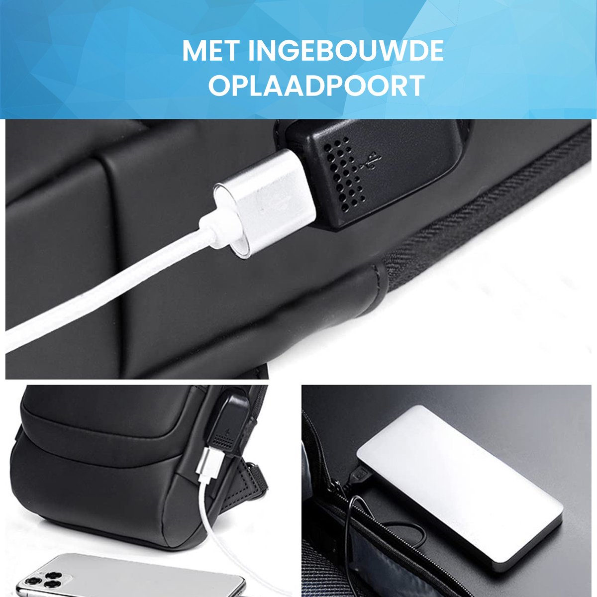 YONO Crossbody Tas - Sling Bag - Waterafstotende Schoudertas - Anti Diefstal Rugzak - Heren en Dames - Zwart