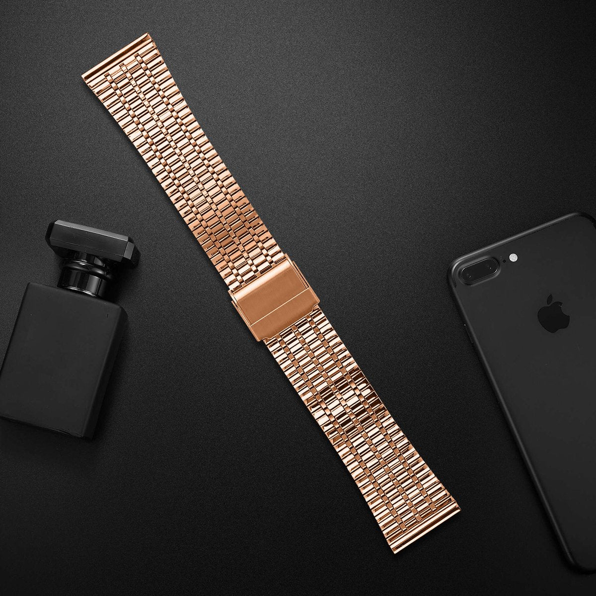 YONO Miami Schakel Bandje 20mm - Metalen Horlogebandje geschikt voor Samsung Galaxy Watch 7/6/5 / Pro / 4 / 3 / Active 2 - Polar Ignite / Unite – Huawei - Rose Gold