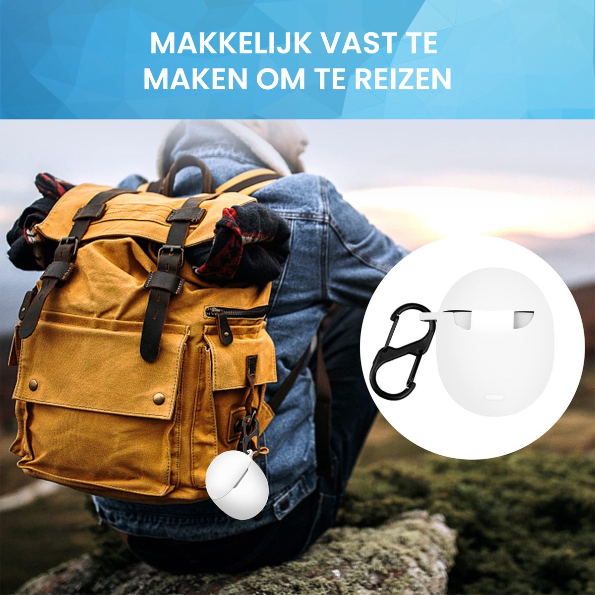 YONO Hoesje geschikt voor Google Pixel Buds Pro (2022) - Siliconen Draadloze Oordopjes Case met Clip – Wit