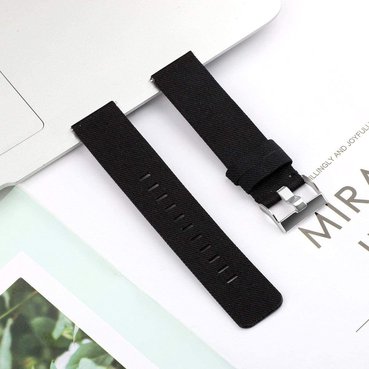 YONO Como Nylon Bandje geschikt voor Fitbit Versa 3 / Sense - Zwart - Small