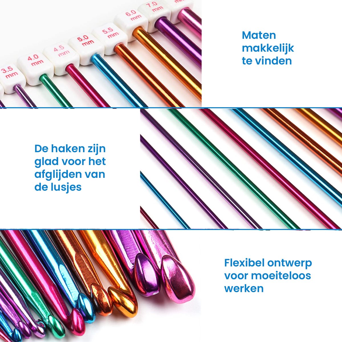 YONO Tunische Haaknaalden en Rondbreinaalden Set - Breinaalden met en zonder Kop Verwisselbaar - Tunisch Haken - 23 Stuks