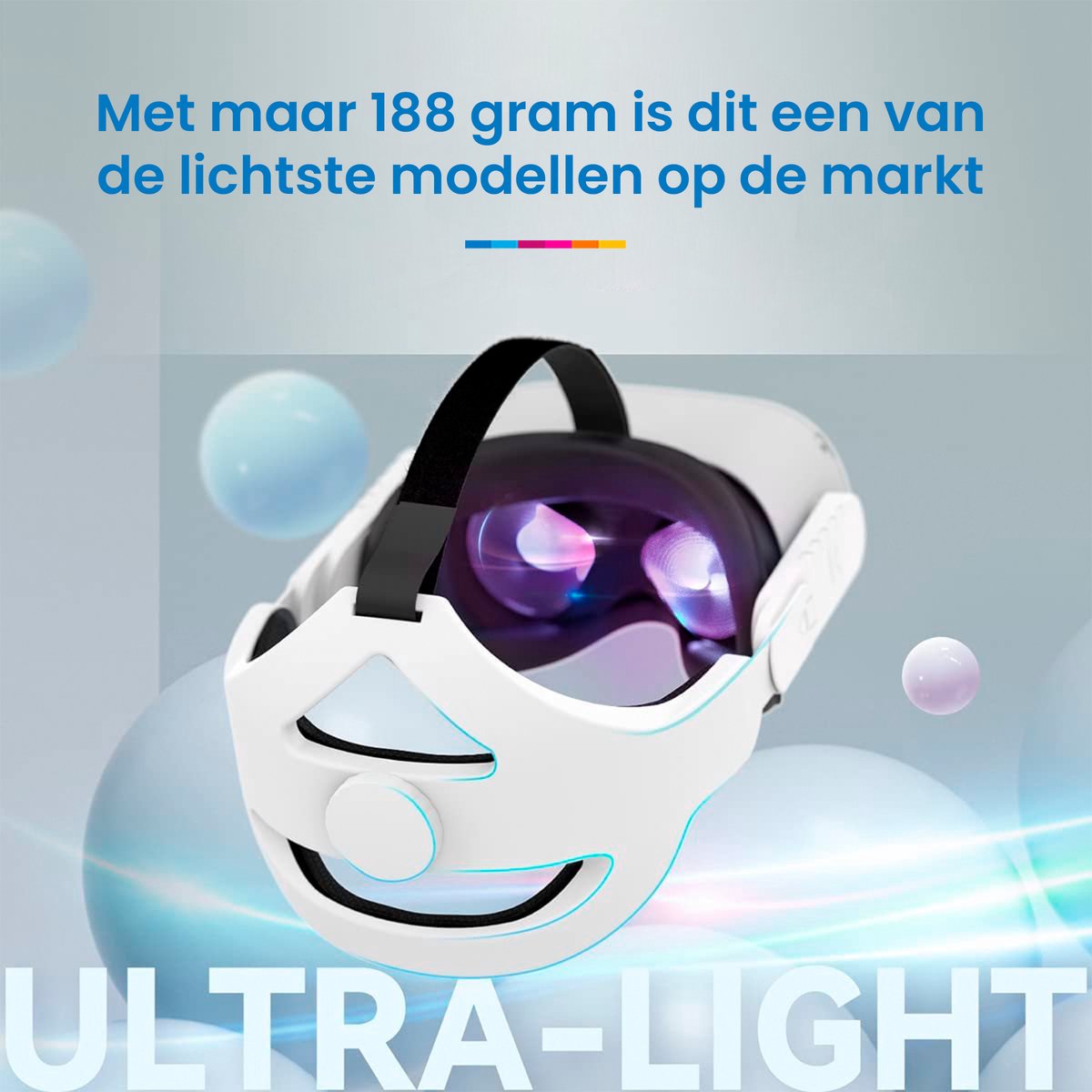 YONO Elite Strap met VR Cover geschikt voor Oculus Quest 2 - Verstelbare Comfortabele Strap met Hoofdkussen Meta Quest 2 - 3D Bril Accessoires - Wit