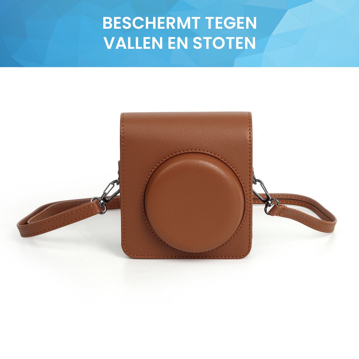 YONO Case geschikt voor Fujifilm Instax Mini 99 - PU Leer Hoesje met Schouderriem - Bruin