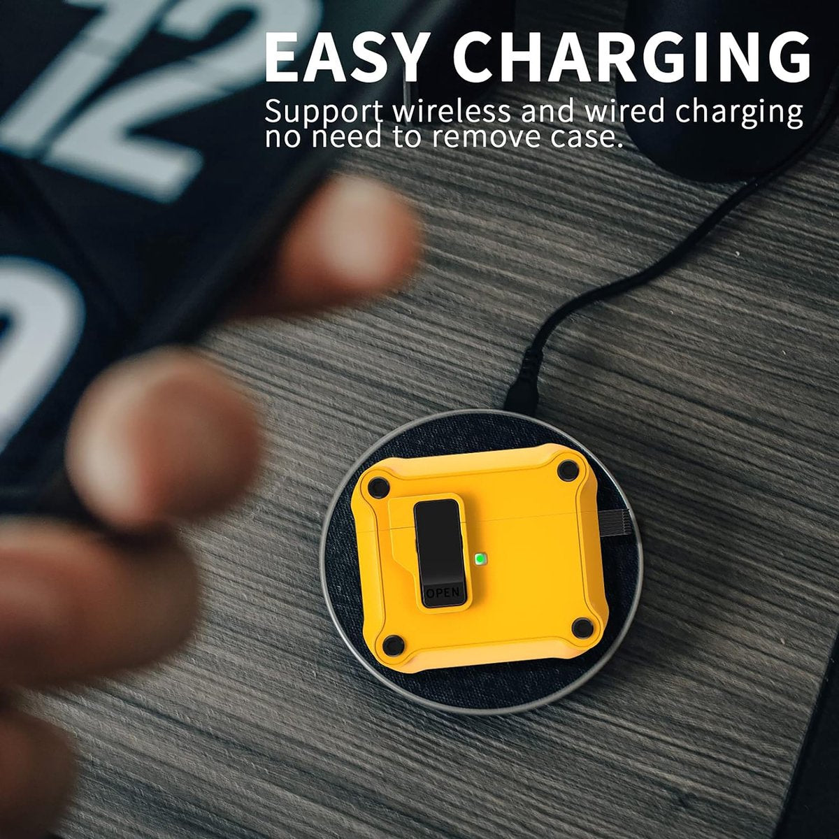 YONO Hoesje geschikt voor Apple Airpods 3 - Hard Case met Lock - Geel