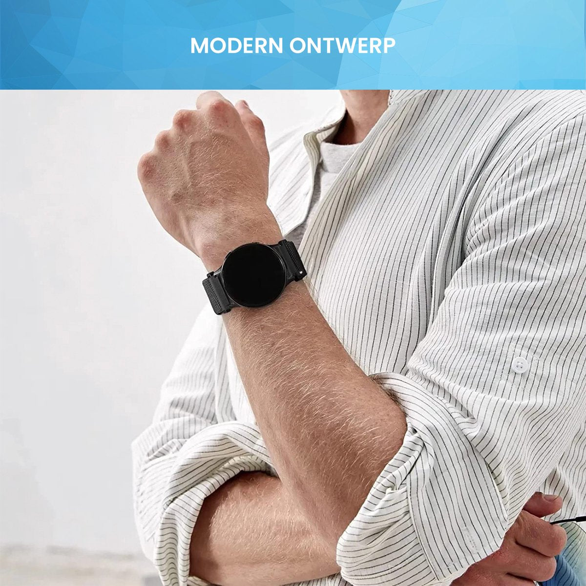 YONO Nylon Loop Bandje 20mm - Horlogebandje geschikt voor Samsung Galaxy Watch 7/6/5 / Pro / 4 / 3 / Active 2 - Polar Ignite / Unite – Huawei - Zwart