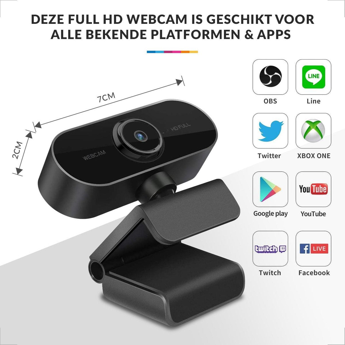 YONO Webcam voor PC met Microfoon - Streaming Camera - Full HD 1080P - Zwart