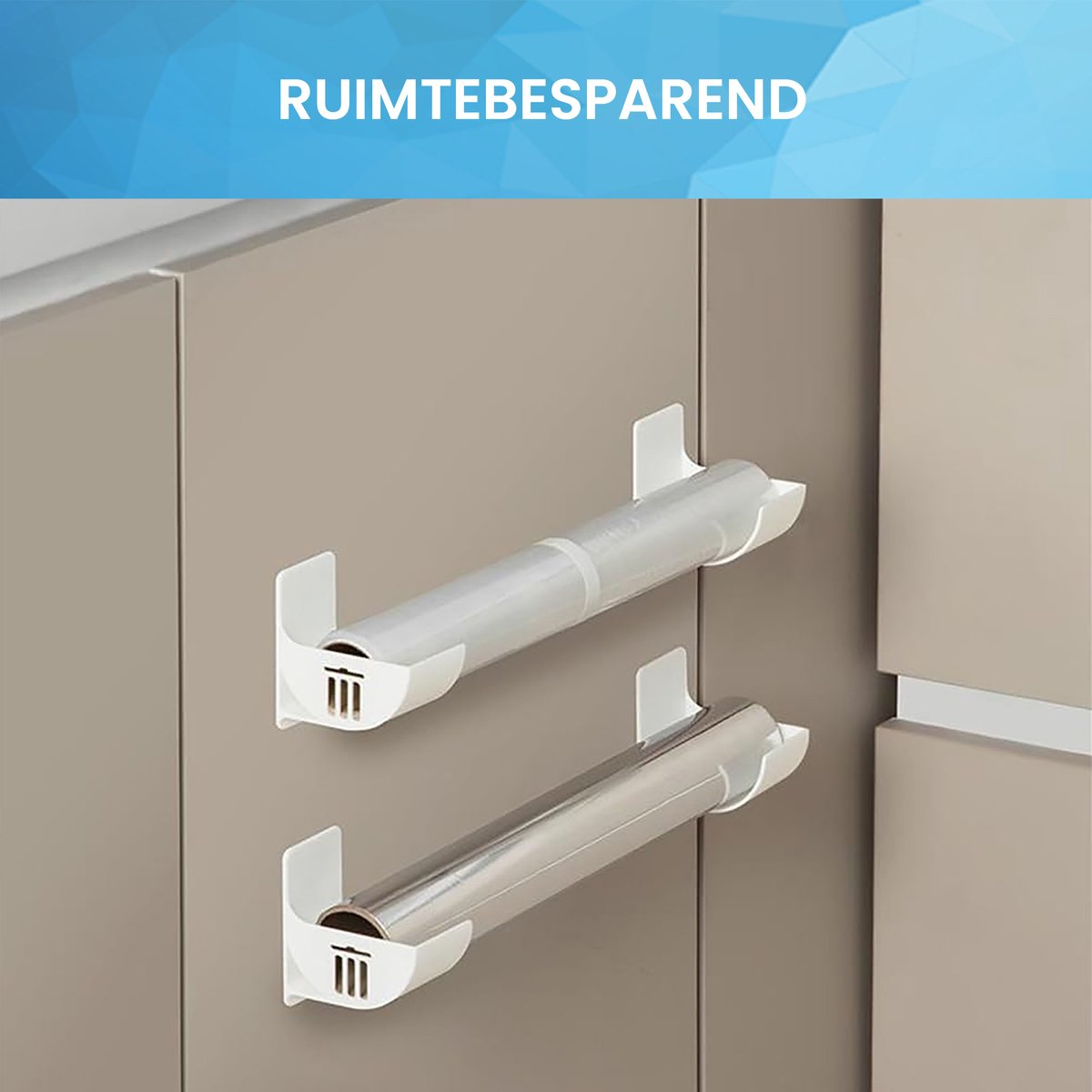 YONO Rollenhouder Zelfklevend - Folie Dispenser - Houder voor Aluminiumfolie en Huishoudfolie - Set van 2 - Wit