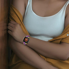YONO Bandje geschikt voor Fitbit Versa 3 / Sense – Milanees – Regenboog – Large