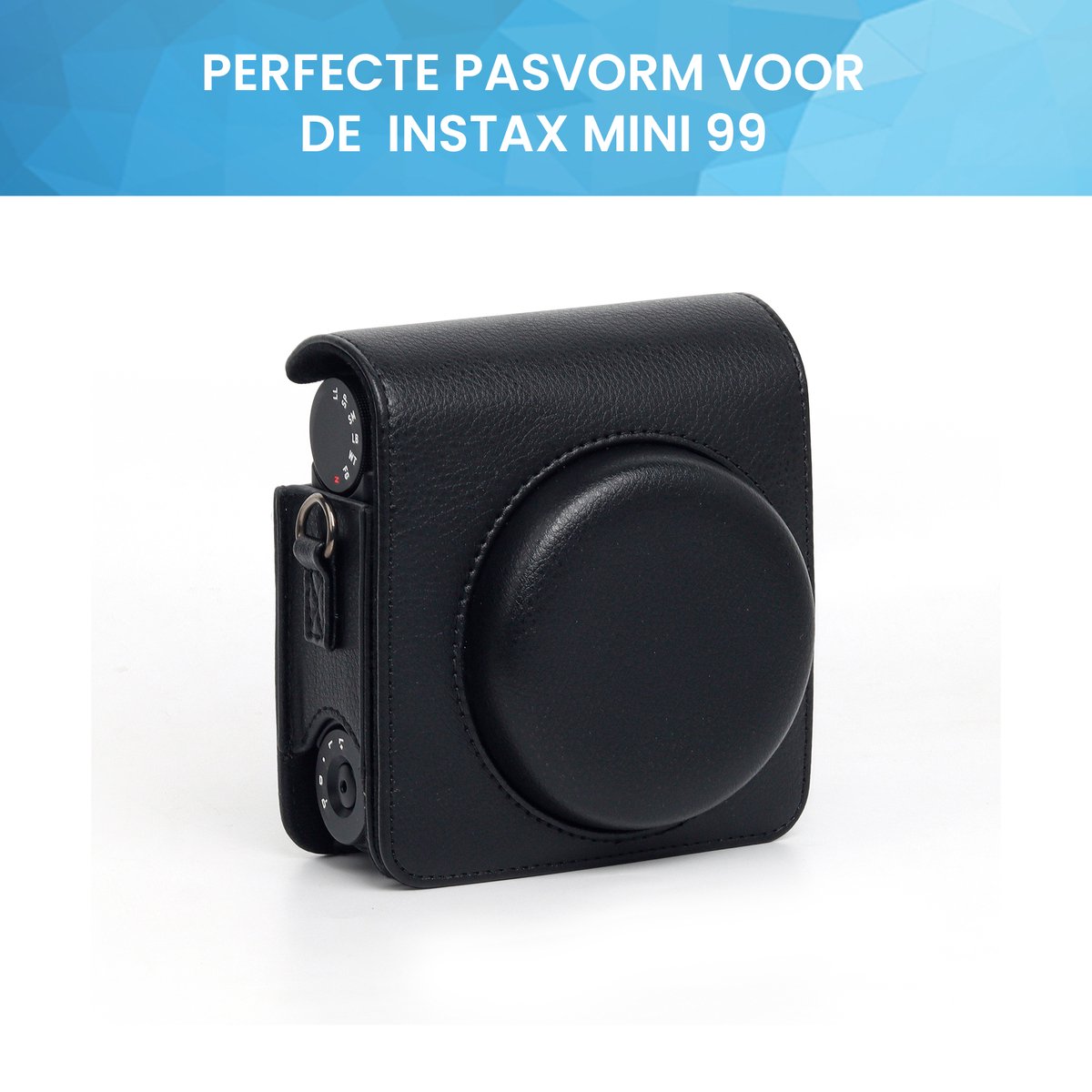 YONO Case geschikt voor Fujifilm Instax Mini 99 - PU Leer Hoesje met Schouderriem - Zwart