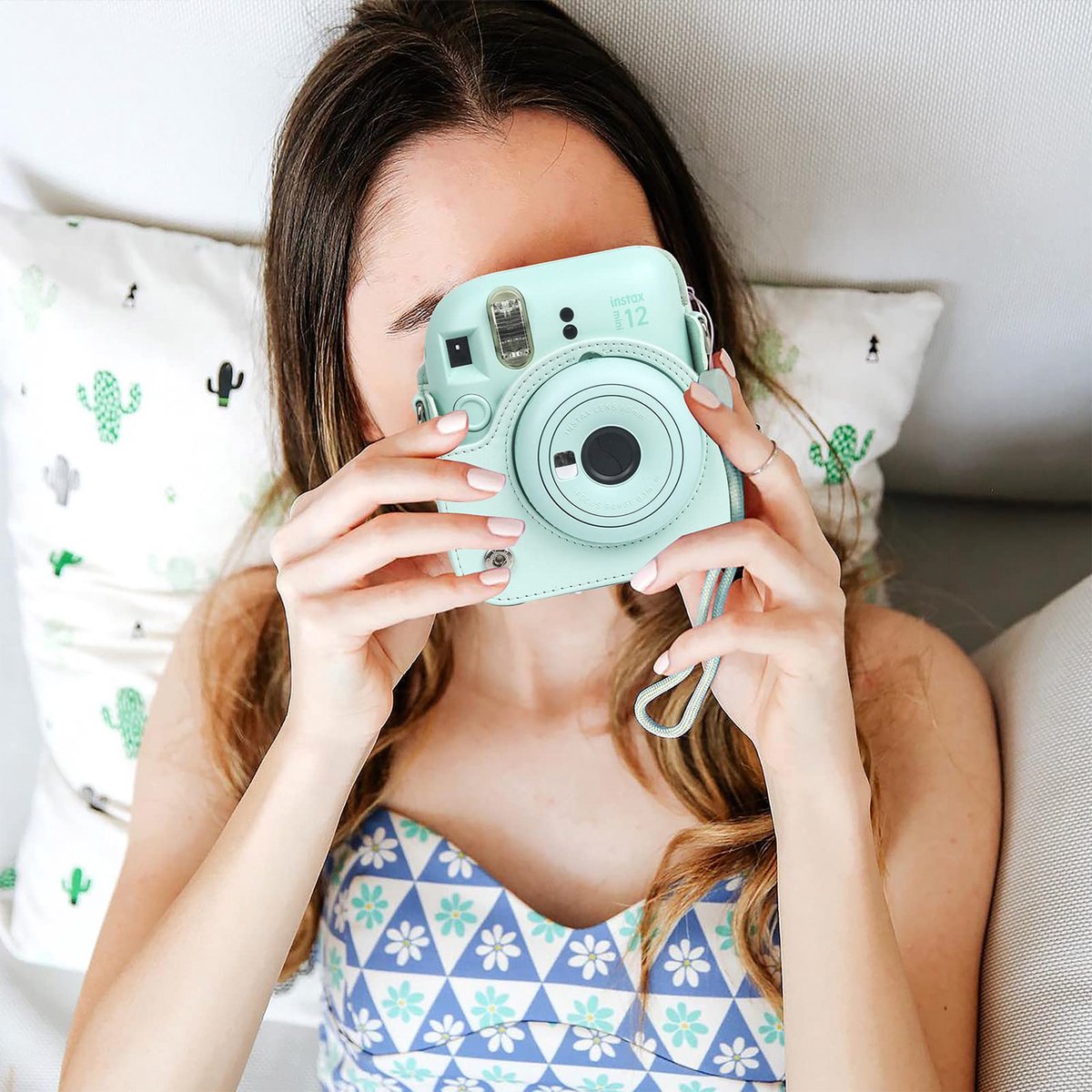 YONO Accessoires Set geschikt voor Fujifilm Instax Mini 12 - Camera Tas met Draagriem - Hoesje en Fotoalbum - Mint Groen